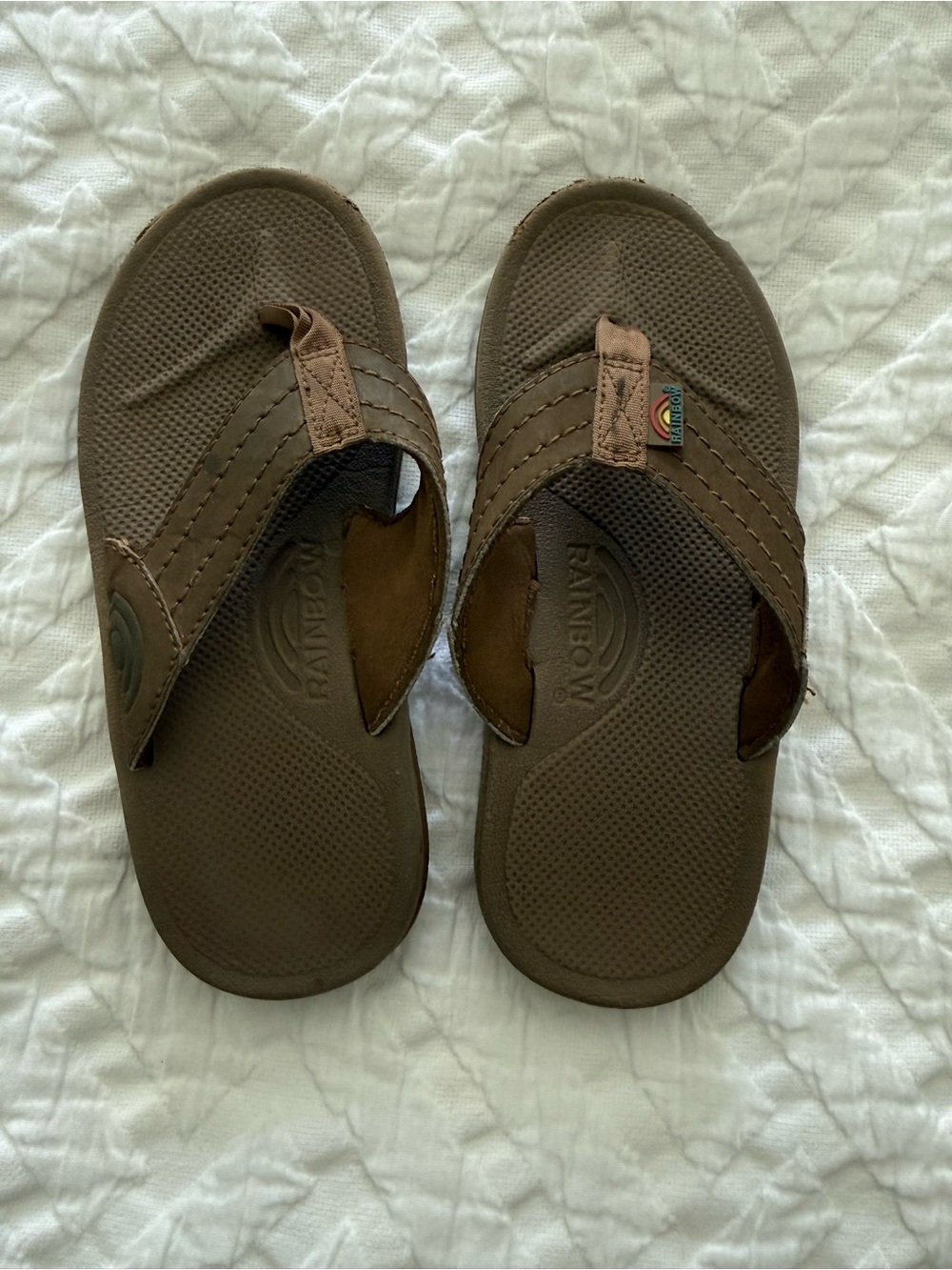 Rainbow Kids Brown Flip Flops with Rainbow Logo
